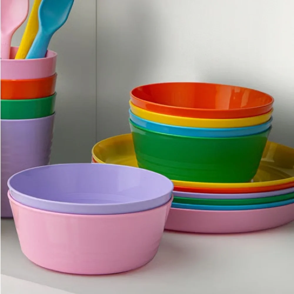 Colorful Plastic Bowls - Set of Bright Multi Colors